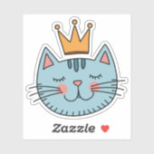 幻想的な黄色い王冠の青い猫 シール (シート)