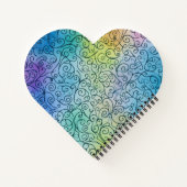 幻想的な黒の渦巻き模様の抽象的なカラフル デザイン ノートブック (裏面)