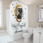 幻想的な黒猫と半月を星で過ごす シャワーカーテン (インサイチュ)