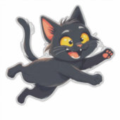 幻想的な黒猫のイラスト シール (正面)