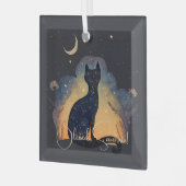 幻想的な黒猫のシルエットを作る ガラスオーナメント (正面左)