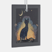 幻想的な黒猫のシルエットを作る ガラスオーナメント (正面右)