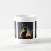 幻想的な黒猫のシルエットを作る モーフィングマグカップ (中央)