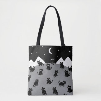幻想的な黒猫の夜トートバッグ トートバッグ