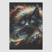幻想的な黒猫サンタクロースのクリスマス帽子のデコパージュ 薄葉紙 (正面)