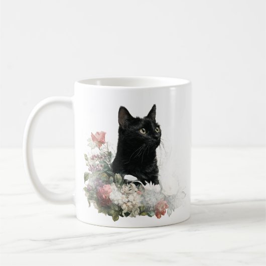 幻想的な黒猫 コーヒーマグカップ (左)
