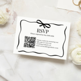 幻想的な黒蝶ネクタイの結婚式QRコードRSVP 出欠カード