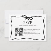 幻想的な黒蝶ネクタイの結婚式QRコードRSVP 出欠カード (正面)