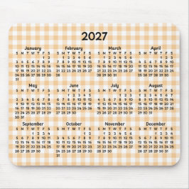 幻想的な2027年ピーチギンガムカレンダー マウスパッド