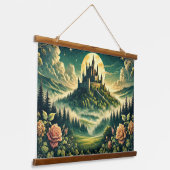 幻想的な「月光の城の夢の風景」 吊り下げ型タペストリー (傾斜あり)