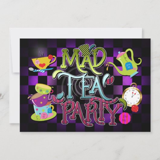幻想的なMAD+TEA+PARTYのバースデーパーティーの招待状 招待状 (正面)