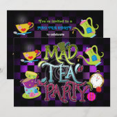幻想的なMAD+TEA+PARTYのバースデーパーティーの招待状 招待状 (正面/裏面)