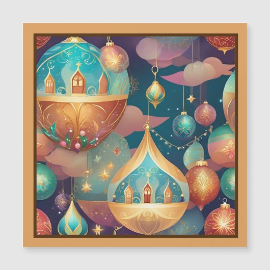 幻想的クリスマスボールデザイン磁気カード (正面)
