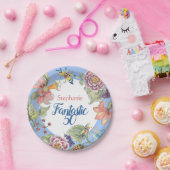 幻想的50フローラブルーウォーターカラー50誕生日 ペーパープレート (パーティー)