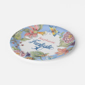 幻想的50フローラブルーウォーターカラー50誕生日 ペーパープレート (アングル)