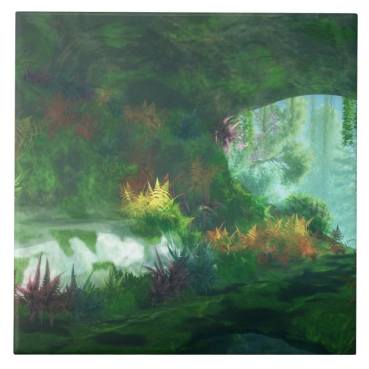 幻想的：大理石のタイルの女性/三徳 タイル (正面)