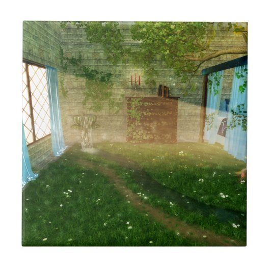 幻想的：妖精の土地のタイルに/ Trivet タイル (正面)