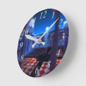 幻想的：宮殿の中庭の時計 ラウンド壁時計 (傾斜)