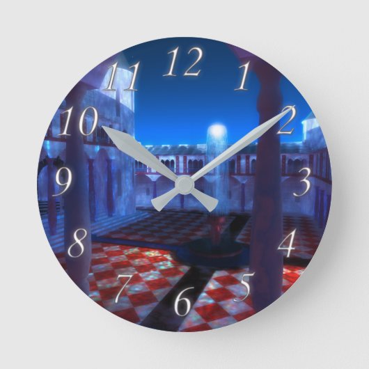 幻想的：宮殿の中庭の時計 ラウンド壁時計 (正面)