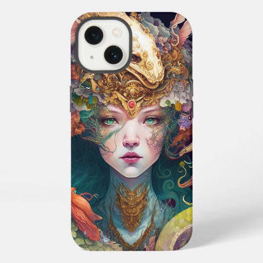 幻想芸術ドラゴンの女王女神 iPhoneケース (裏面)