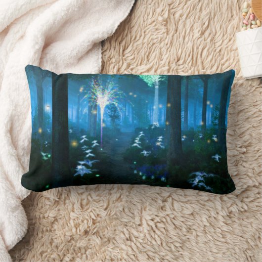 幻想:妖精の国の枕の夜 ランバークッション (ブランケット)