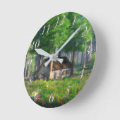 幻想:森のコテージ時計 ラウンド壁時計 (傾斜)