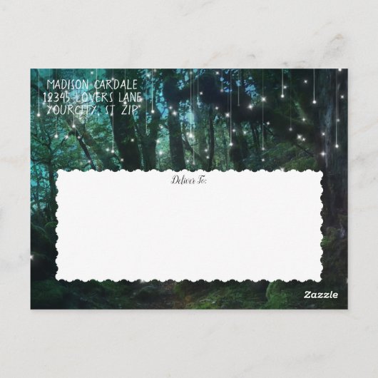 幻滅した森の木々の妖精《フェアリー》の光が日付を救う ポストカード (裏面)