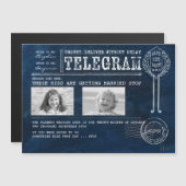 幼いおもしろい頃の写真の日付電報を保存 マグネット招待状 (正面/裏面)