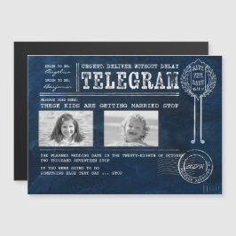 幼いおもしろい頃の写真の日付電報を保存 マグネット招待状