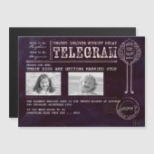 幼いおもしろい頃の写真の日付電報を保存 マグネット招待状 (正面/裏面)