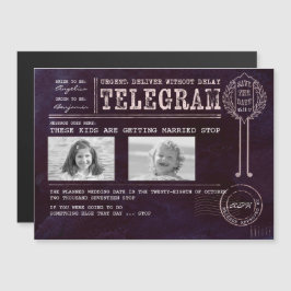 幼いおもしろい頃の写真の日付電報を保存 マグネット招待状