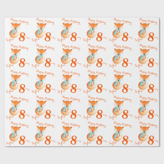 幼いこどもの芸術の年齢および名前の第8誕生日の覆いを孤色に変色させて下さい ラッピングペーパー (フラット)