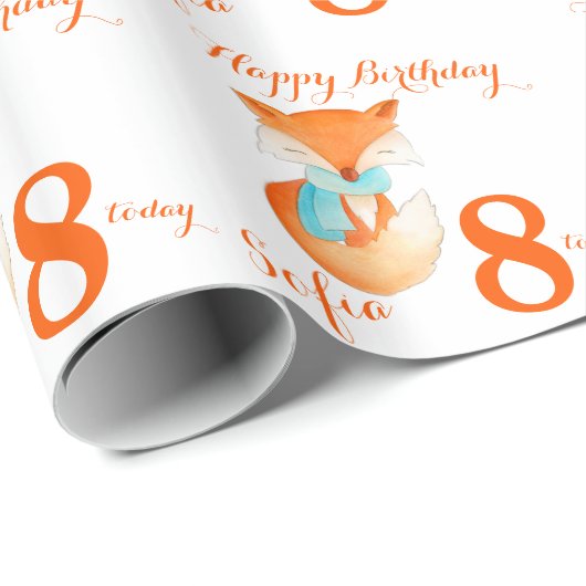 幼いこどもの芸術の年齢および名前の第8誕生日の覆いを孤色に変色させて下さい ラッピングペーパー (ロールコーナー)