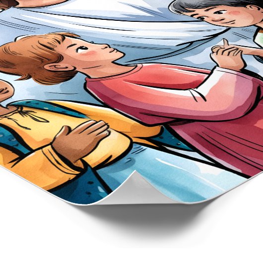 幼い子供たちを愛するイエス　保育園壁画 ポスター (角)