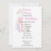 幼い少女と子犬の誕生日パーティー招待状 招待状 (裏面)