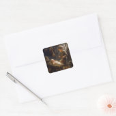 幼い少年がマリアの元にいる赤ちゃんのために太鼓を演奏する スクエアシール (封筒)