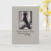 幼い犬から来た父の幸せな日 カード (黄色い花)