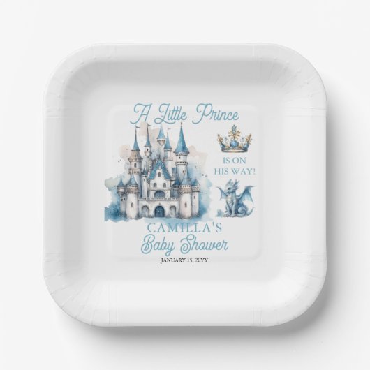 幼い王子が男の子の赤ん坊のシャワーを途中にある ペーパープレート (正面)