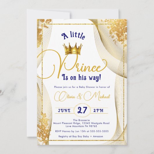 幼い王子が男の子の赤ん坊のシャワーを途中にある 招待状 (正面)