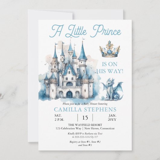 幼い王子が男の子の赤ん坊のシャワーを途中にある 招待状 (正面)