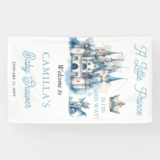 幼い王子が男の子の赤ん坊のシャワーを途中にある 横断幕 (横)