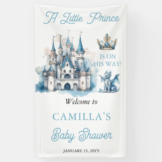 幼い王子が男の子の赤ん坊のシャワーを途中にある 横断幕 (縦)