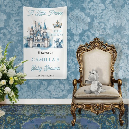 幼い王子が男の子の赤ん坊のシャワーを途中にある 横断幕