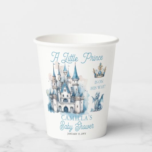 幼い王子が男の子の赤ん坊のシャワーを途中にある 紙コップ (裏面)