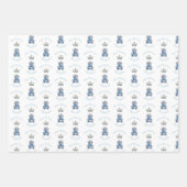 幼い王子が青い男の子の赤ちゃんシャワーに向かっている ラッピングペーパーシート (正面2)