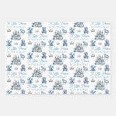 幼い王子が青い男の子の赤ちゃんシャワーに向かっている ラッピングペーパーシート (正面)