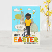 幼い甥アフリカ系アメリカ人の少年イースターのために カード (黄色い花)