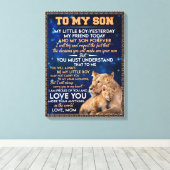 幼い男の子の昨日の友人の今日 – ライオンの母に息子 キャンバスプリント (インサイチュ (ウッドフロア))