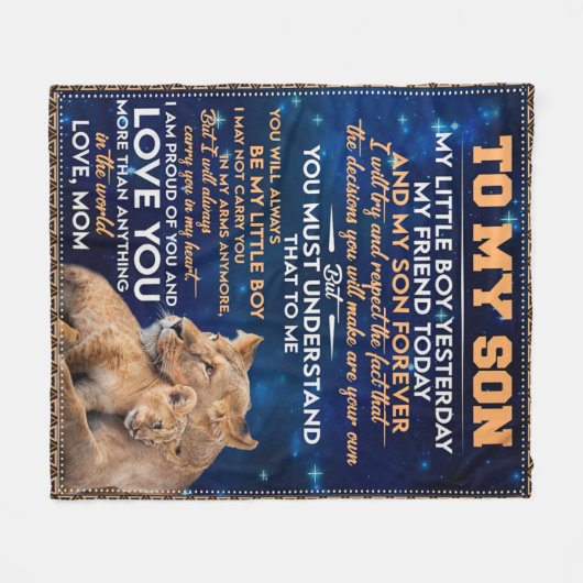 幼い男の子の昨日の友人の今日 – ライオンの母に息子 フリースブランケット (正面(横))