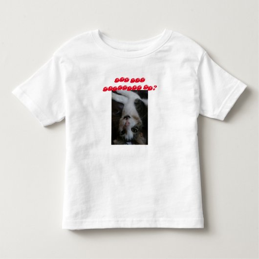 幼児おもしろいな猫のワイシャツ(赤い文字) トドラーTシャツ (正面)